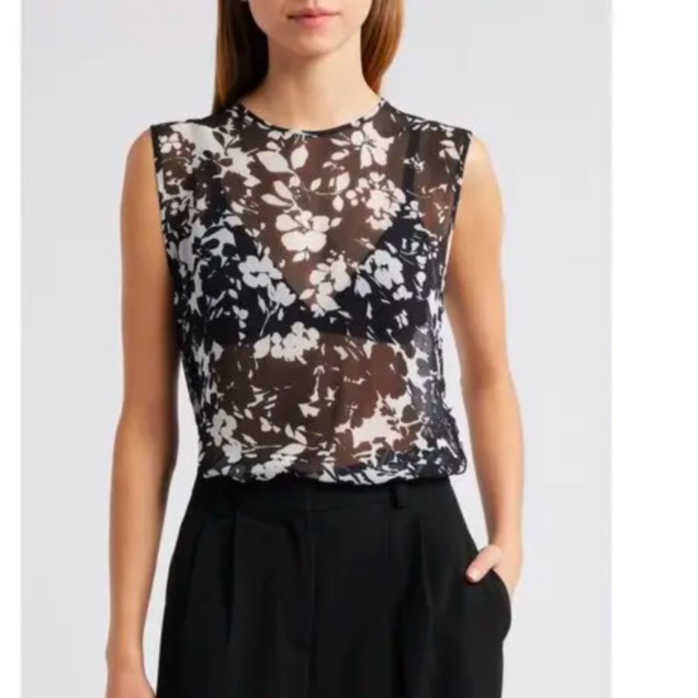 NWT SOLID & STRIPED Sheer Floral “The Janice” Sleeveless Top